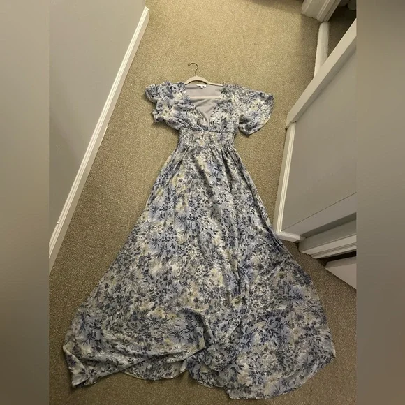 Baltic Born Blue Floral Maxi Dress for Wedding Guest or Event, Bump Friendly - Picture 5 of 14